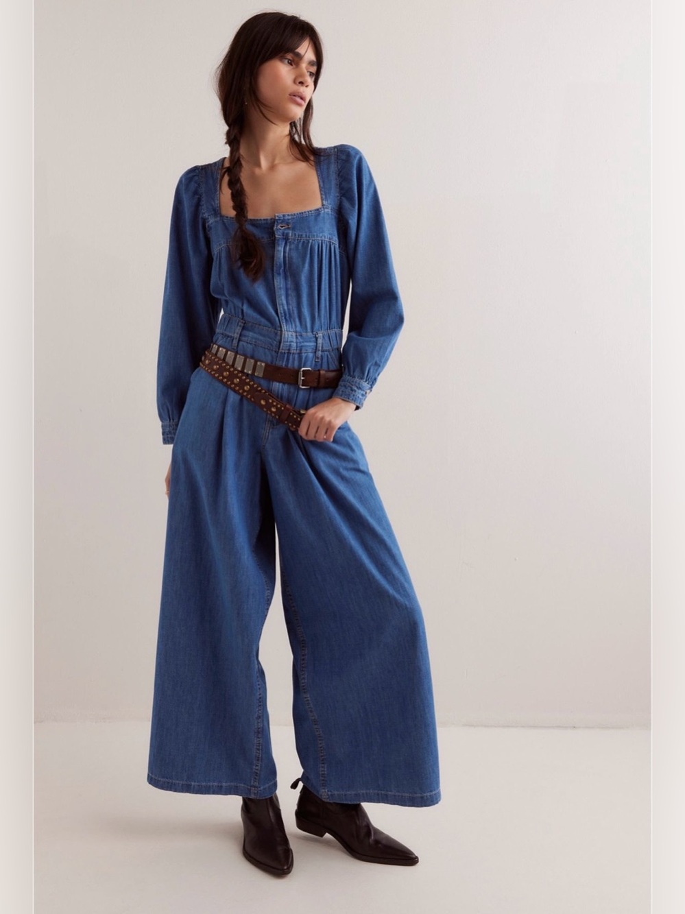 Free people we the free Clara Denim Jumpsuit